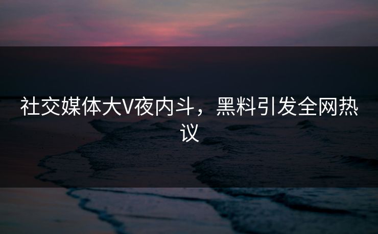 社交媒体大V夜内斗，黑料引发全网热议