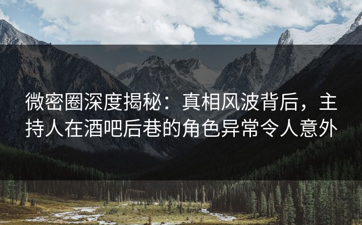 微密圈深度揭秘：真相风波背后，主持人在酒吧后巷的角色异常令人意外